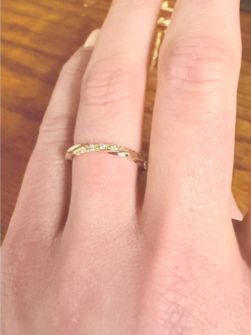 Delicate Twisted Gold Band Ring with Textured Detail - Women Jewelry